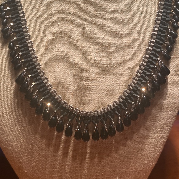 New Without Tags. Beautiful Handcrafted Beaded Necklace in Black & Silver. - Picture 5 of 5